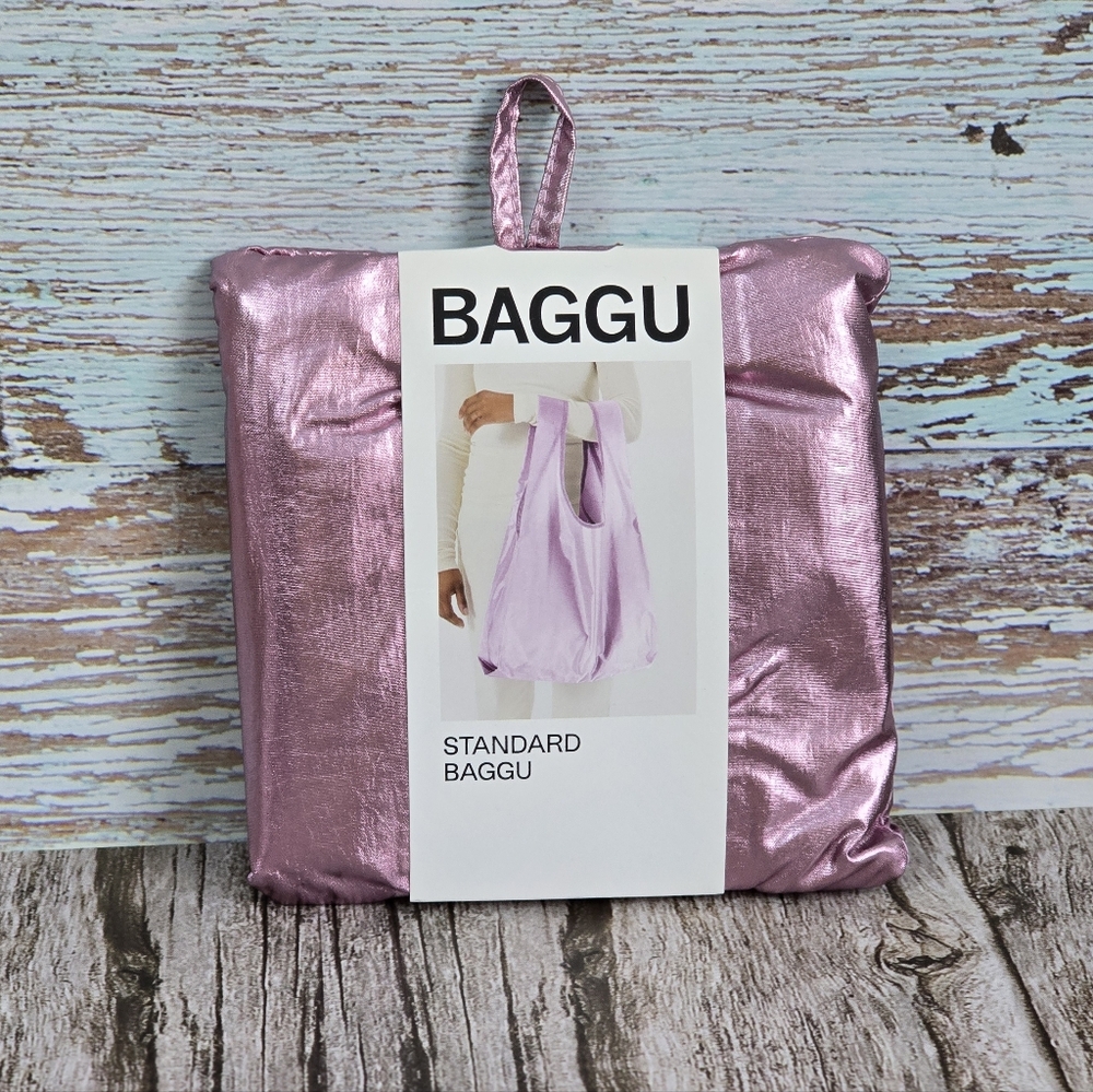 *NWT* BAGGU Blush Metallic Standard Bag, Pink Metallic Baggu Standard - Picture 4 of 9